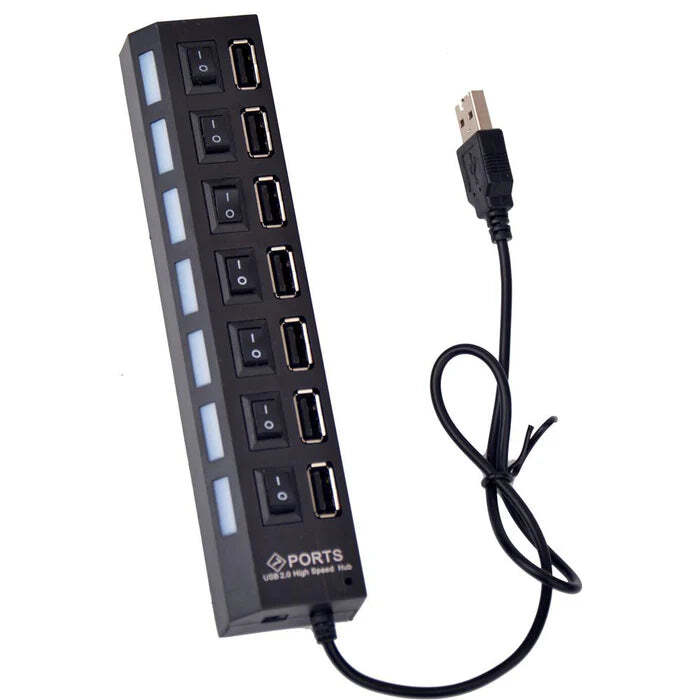 7 Ports Usb Hub 2.0 Usb Splitter Black- Not For Sale, Points Redemption Only
